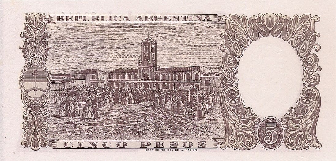 10-Banco Central San Martin - Libertad y Justicia (1942-1969) y Resellados a Pesos Ley (1969-1971) 25 Col 447a at