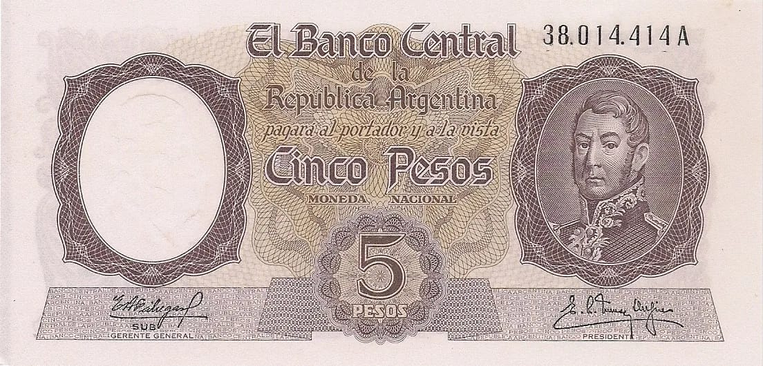10-Banco Central San Martin - Libertad y Justicia (1942-1969) y Resellados a Pesos Ley (1969-1971) 24 Col 447a ad jpg