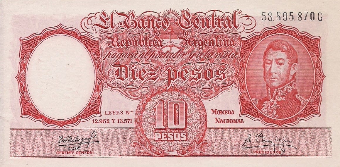10-Banco Central San Martin - Libertad y Justicia (1942-1969) y Resellados a Pesos Ley (1969-1971) 46 Col 466b ad