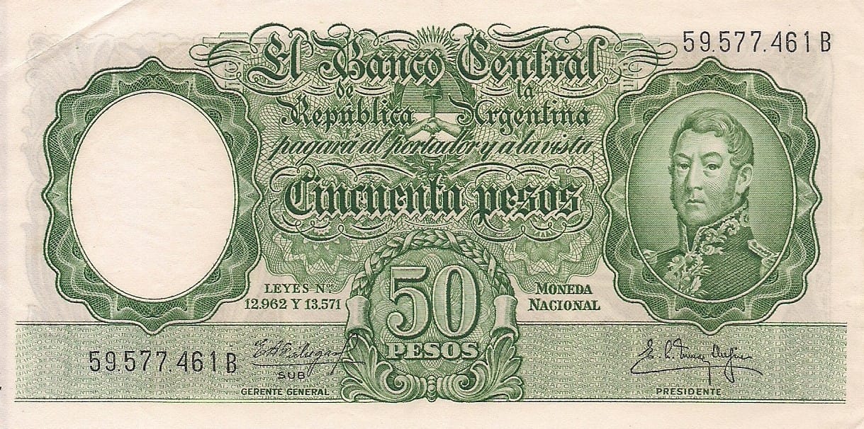 10-Banco Central San Martin - Libertad y Justicia (1942-1969) y Resellados a Pesos Ley (1969-1971) 56 Col 478b ad