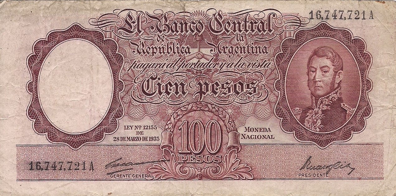 10-Banco Central San Martin - Libertad y Justicia (1942-1969) y Resellados a Pesos Ley (1969-1971) 76 Col 489a ad