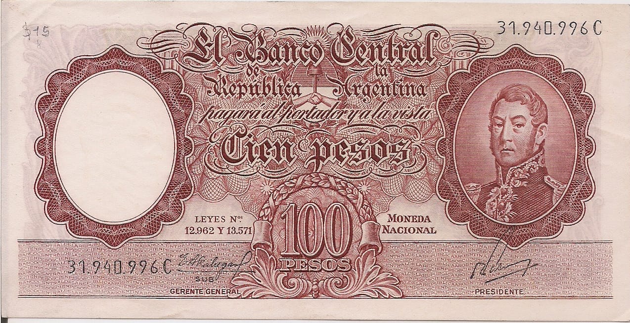 10-Banco Central San Martin - Libertad y Justicia (1942-1969) y Resellados a Pesos Ley (1969-1971) 85 Col 498a ad