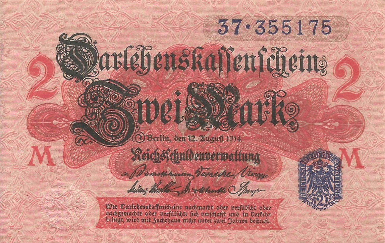 2-Darlehenskassenschein (Nota de préstamo hipotecario) 1914-1922 11 Pick 55 Anverso