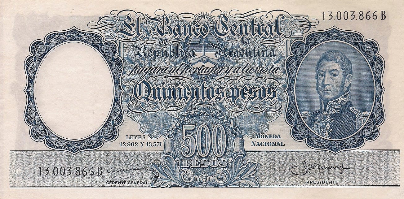 10-Banco Central San Martin - Libertad y Justicia (1942-1969) y Resellados a Pesos Ley (1969-1971) 110 Col 516b ad