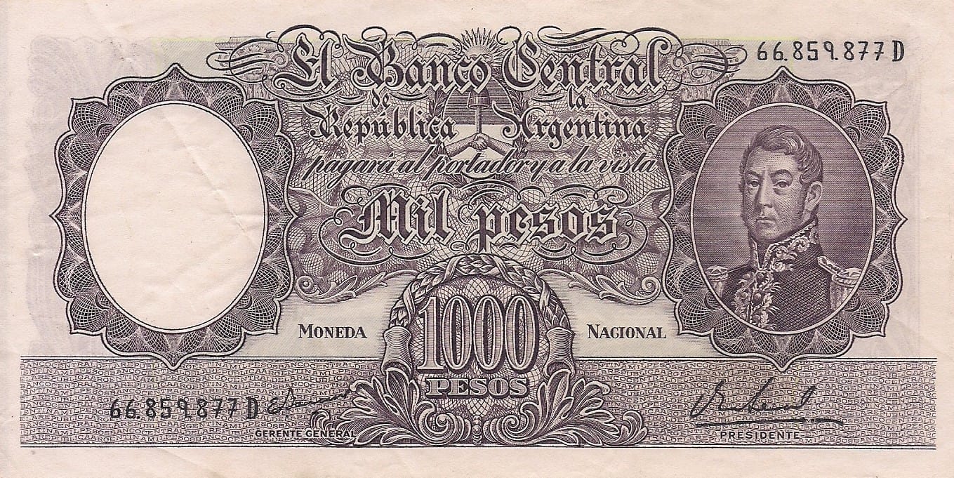10-Banco Central San Martin - Libertad y Justicia (1942-1969) y Resellados a Pesos Ley (1969-1971) 147 Col 539b ad