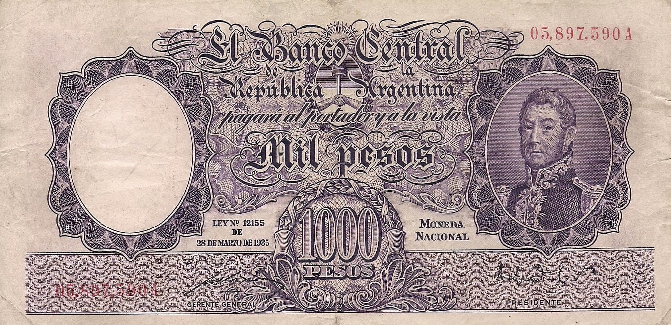 10-Banco Central San Martin - Libertad y Justicia (1942-1969) y Resellados a Pesos Ley (1969-1971) 124 Col 526c ad