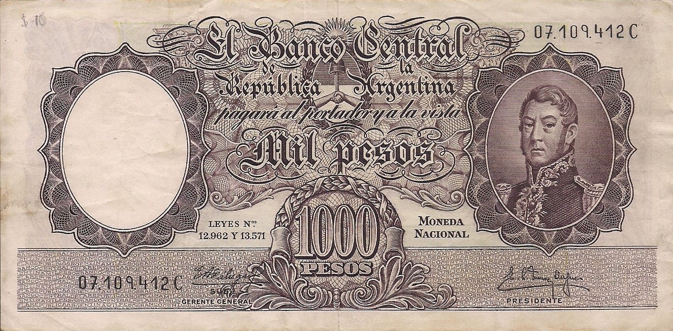 10-Banco Central San Martin - Libertad y Justicia (1942-1969) y Resellados a Pesos Ley (1969-1971) 140 Col 534c ad