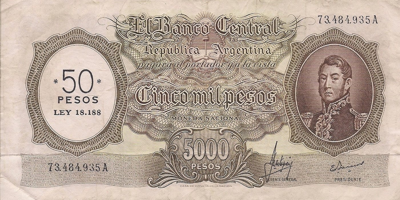 10-Banco Central San Martin - Libertad y Justicia (1942-1969) y Resellados a Pesos Ley (1969-1971) 168 Col 555b ad