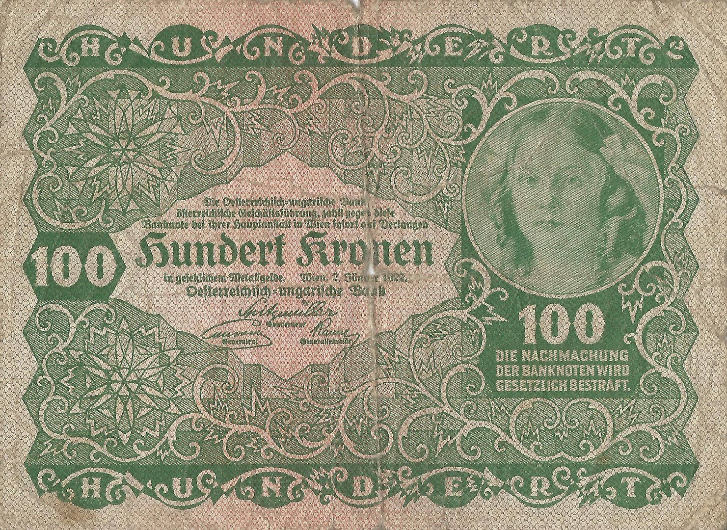 2-Coronas Austriacas 1918-1925 17 Pick 77 Anverso 1