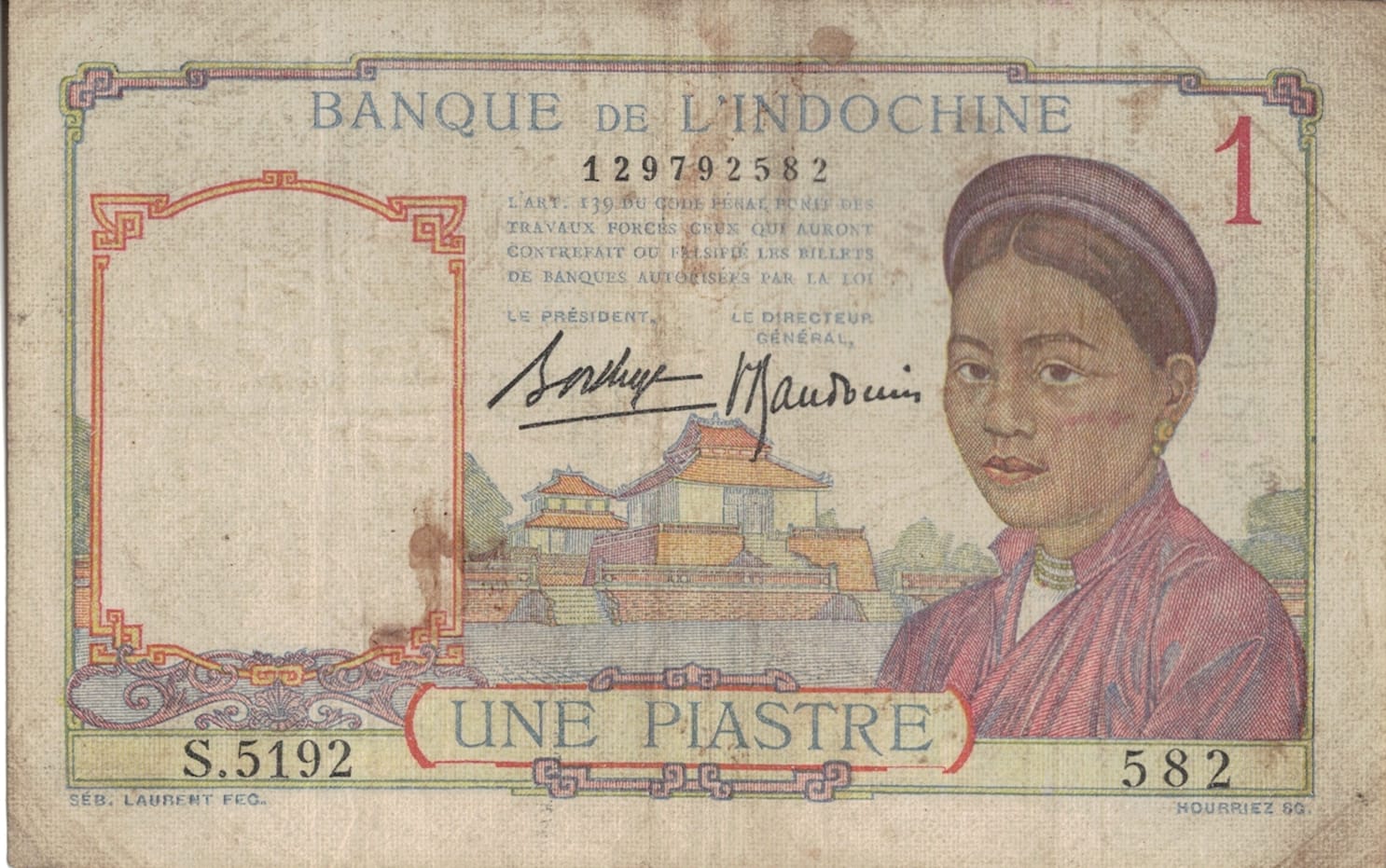 Indochina Francesa 6 Pick 54b ad 1