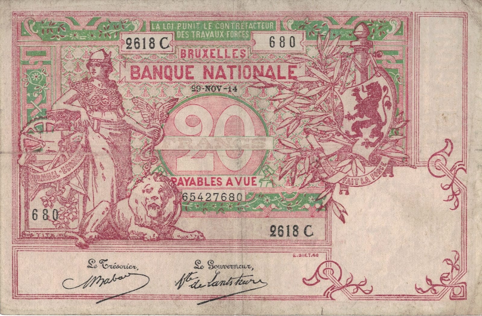 Bélgica 5 Pick 67a.3 ad