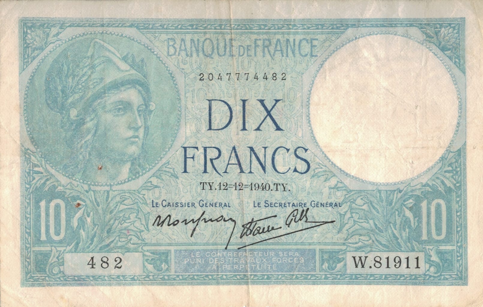Francia 65 Pick 84a.24 ad