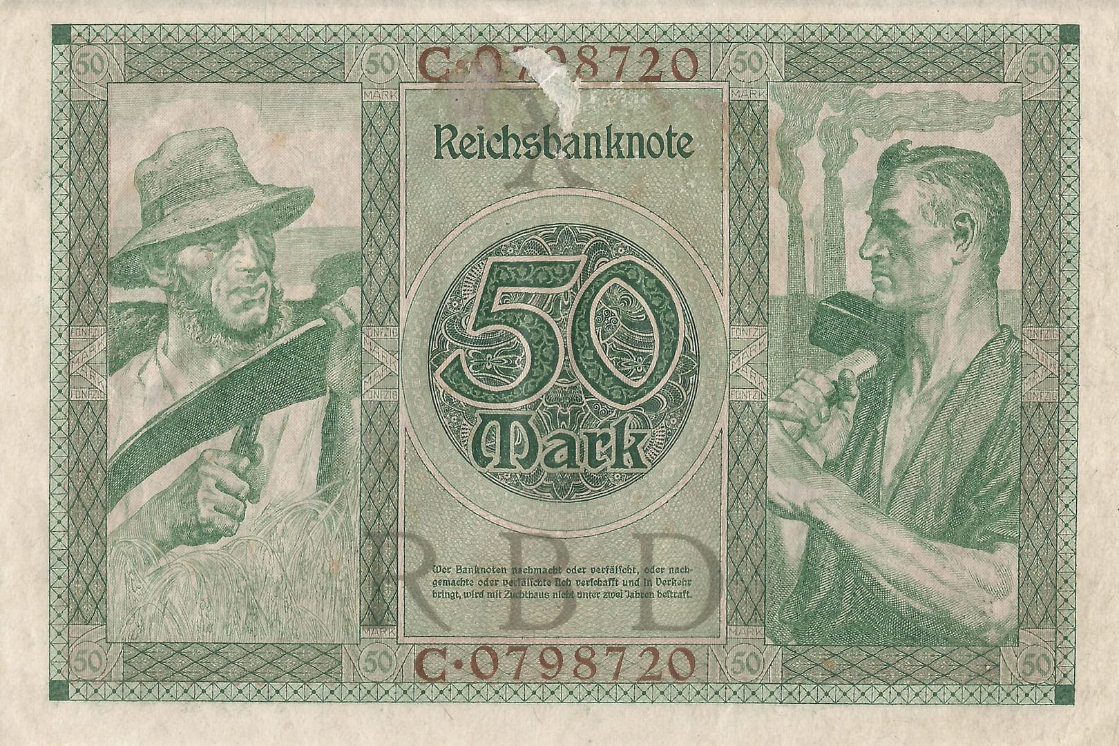 3-Papiermark (1914-1923) 4 Pick 68 Reverso