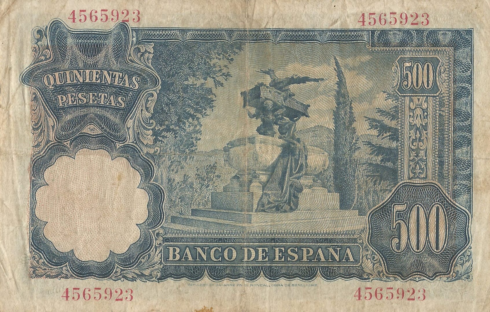 España 77 Pick 142a.1 Reverso