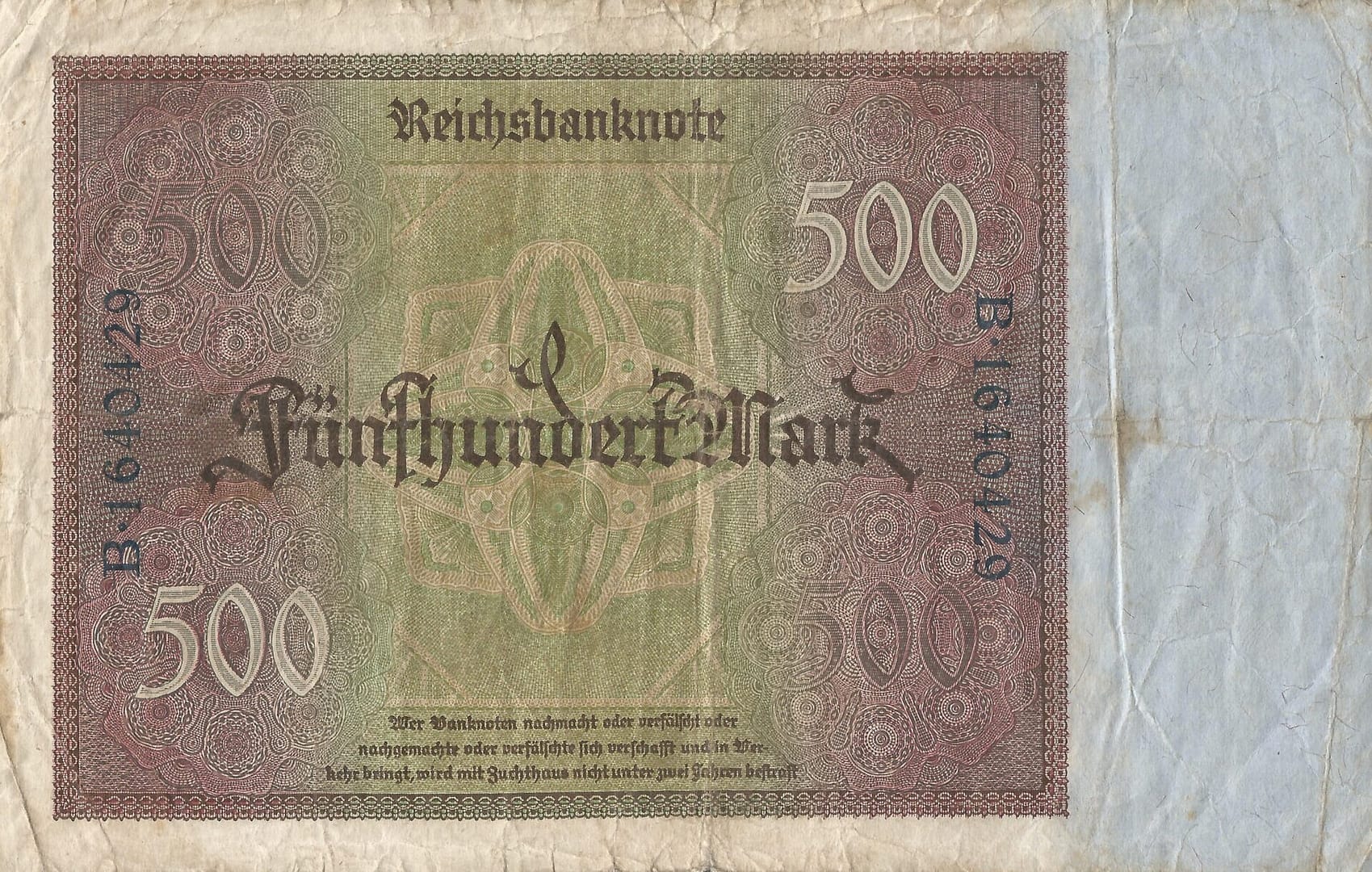 3-Papiermark (1914-1923) 10 Pick 73 Reverso