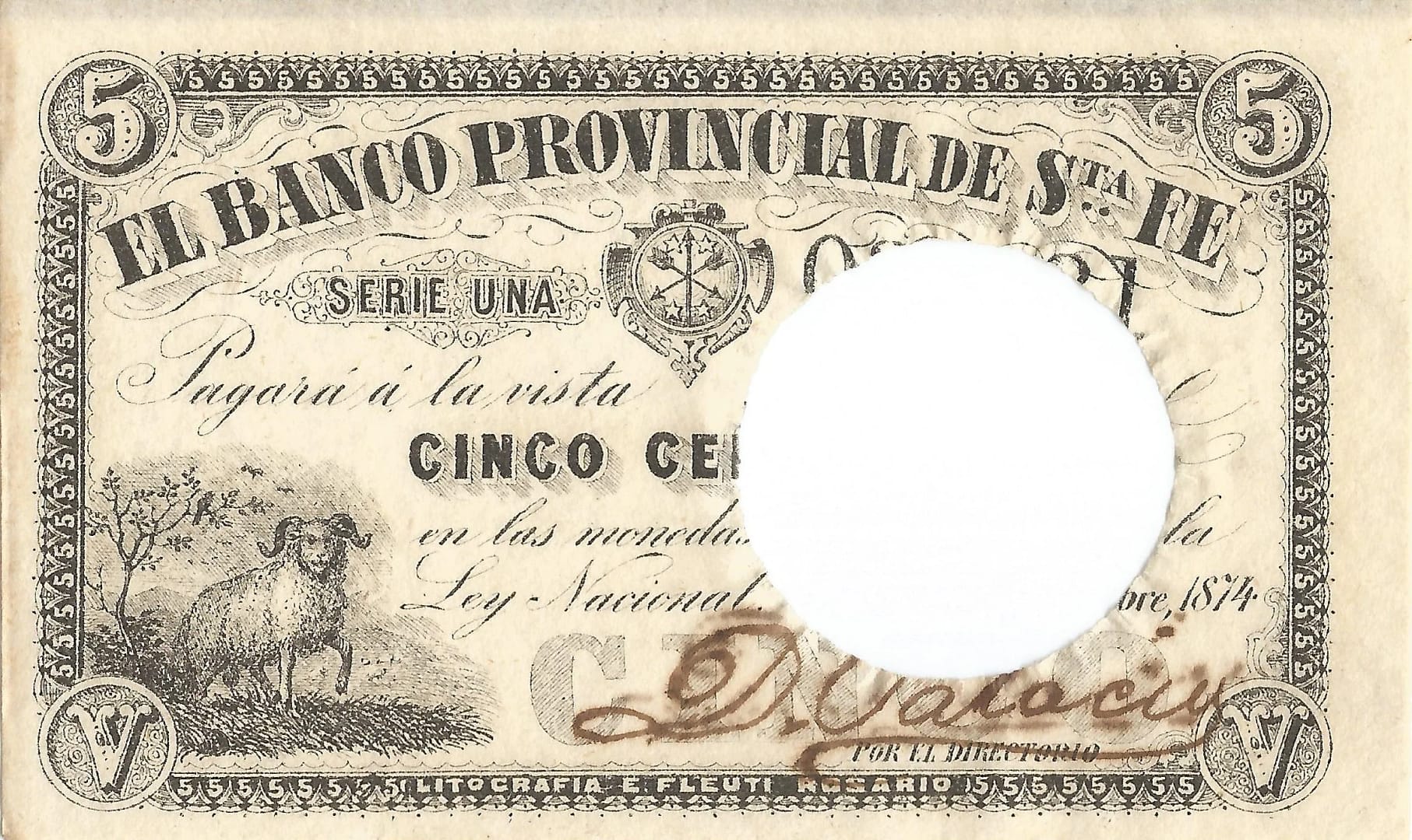 1-Ediciones Especiales Regionales y de Bancos Privados (1841-1904) 15 Pick S798 Anverso jpg