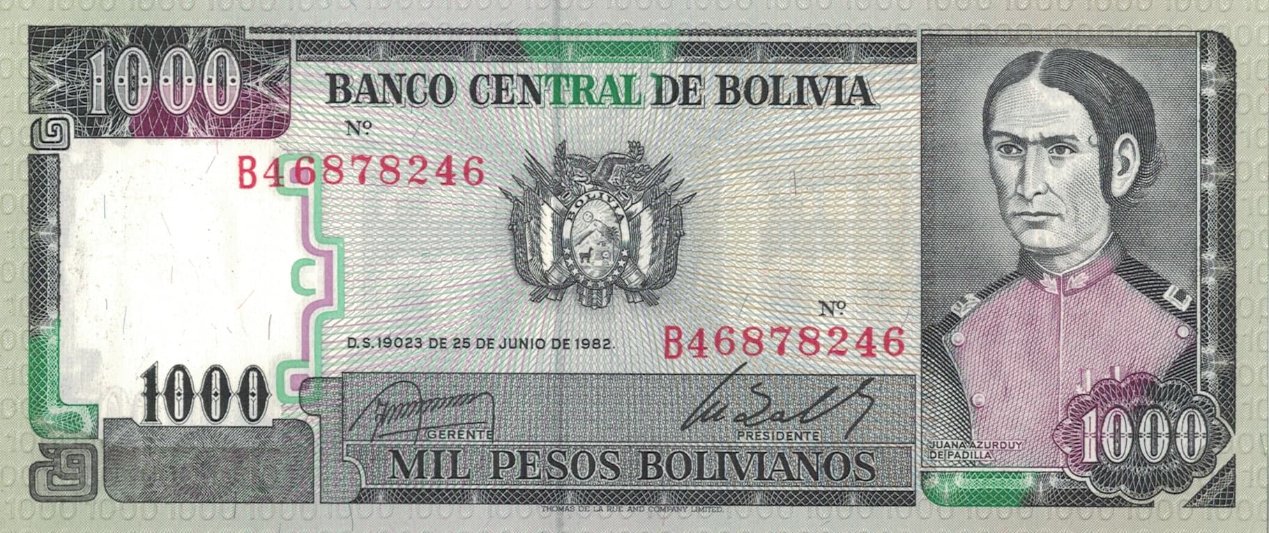 Bolivia 71 Pick 167a.1 Anverso