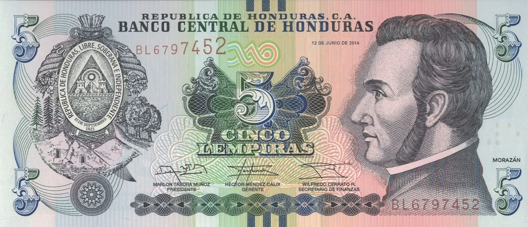Honduras 25 Pick 98b Anverso jpg