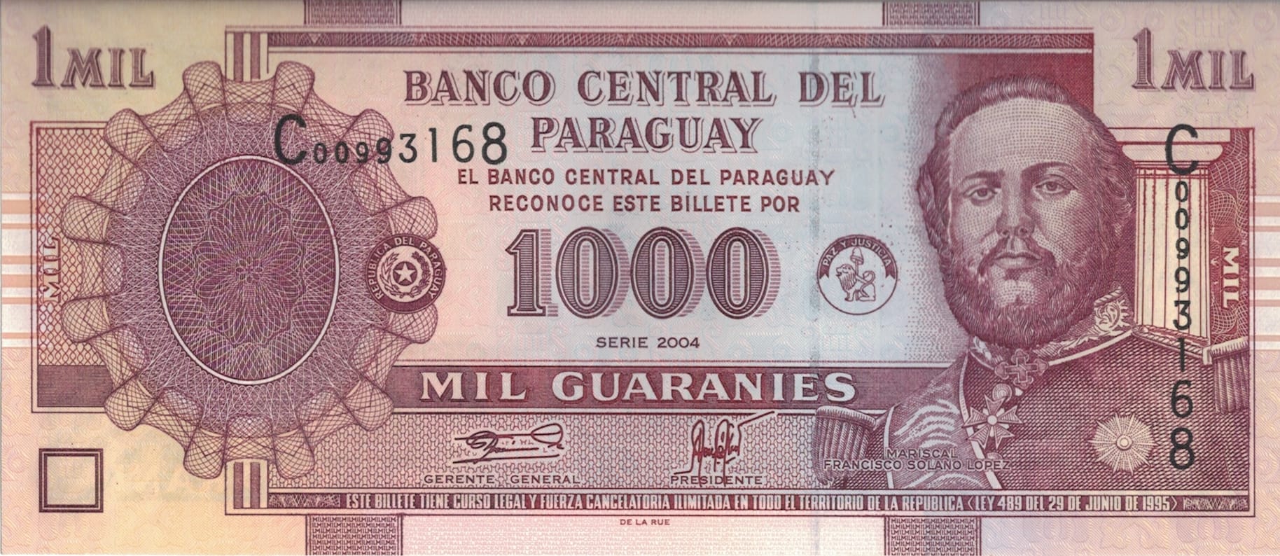 Paraguay 59 Pick 222a Anverso