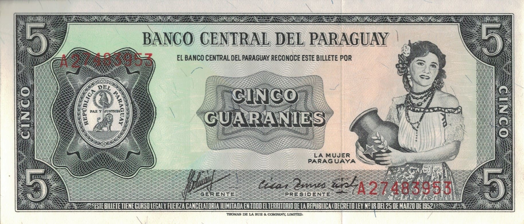 Paraguay 35 Pick 195b Anverso