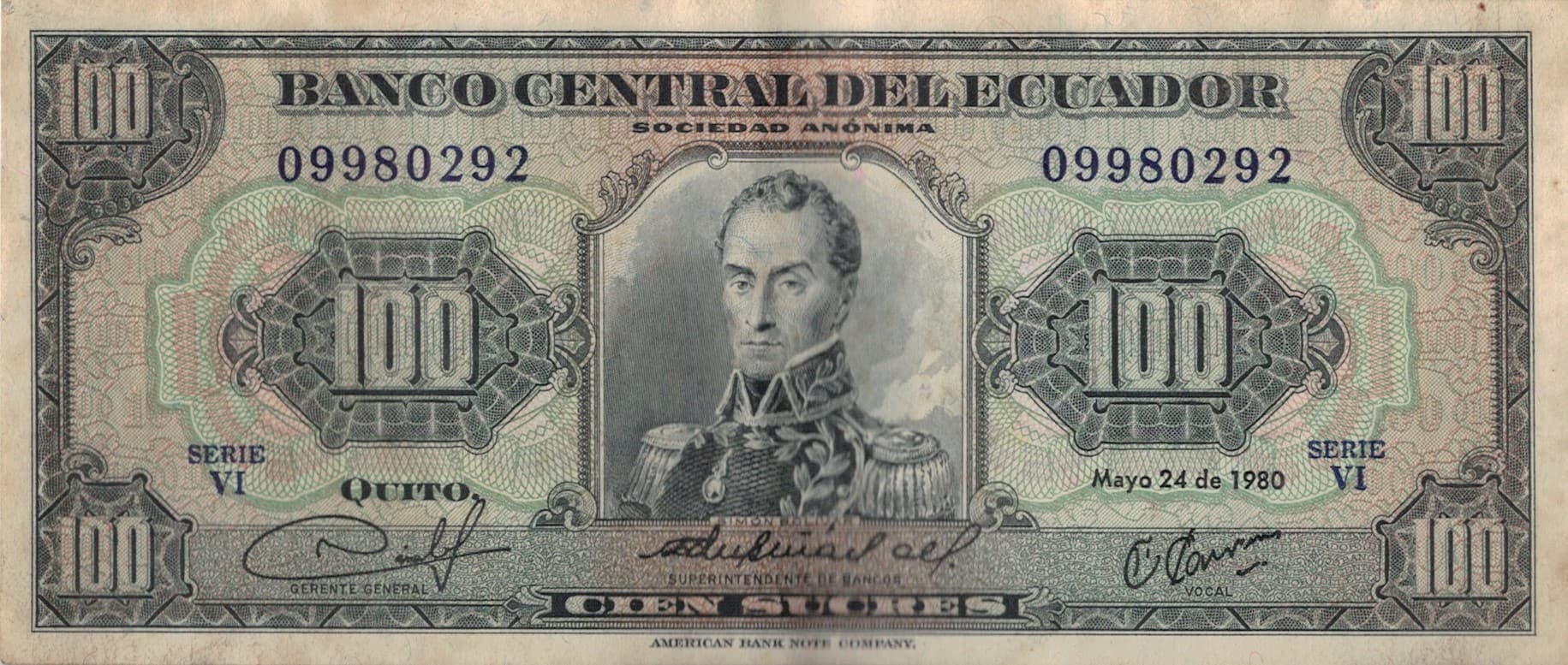 Ecuador 9 Pick 112a.6a Anverso