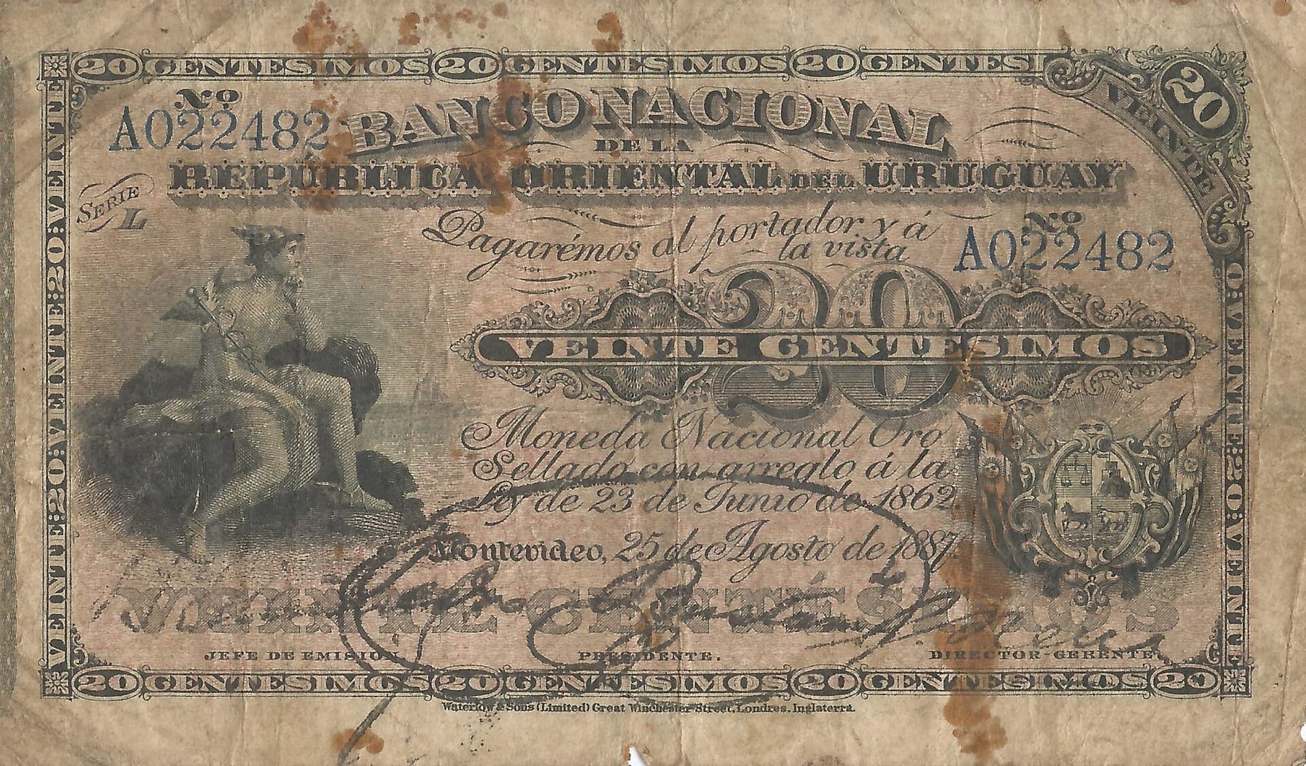 Uruguay 15 Pick A88a Anverso