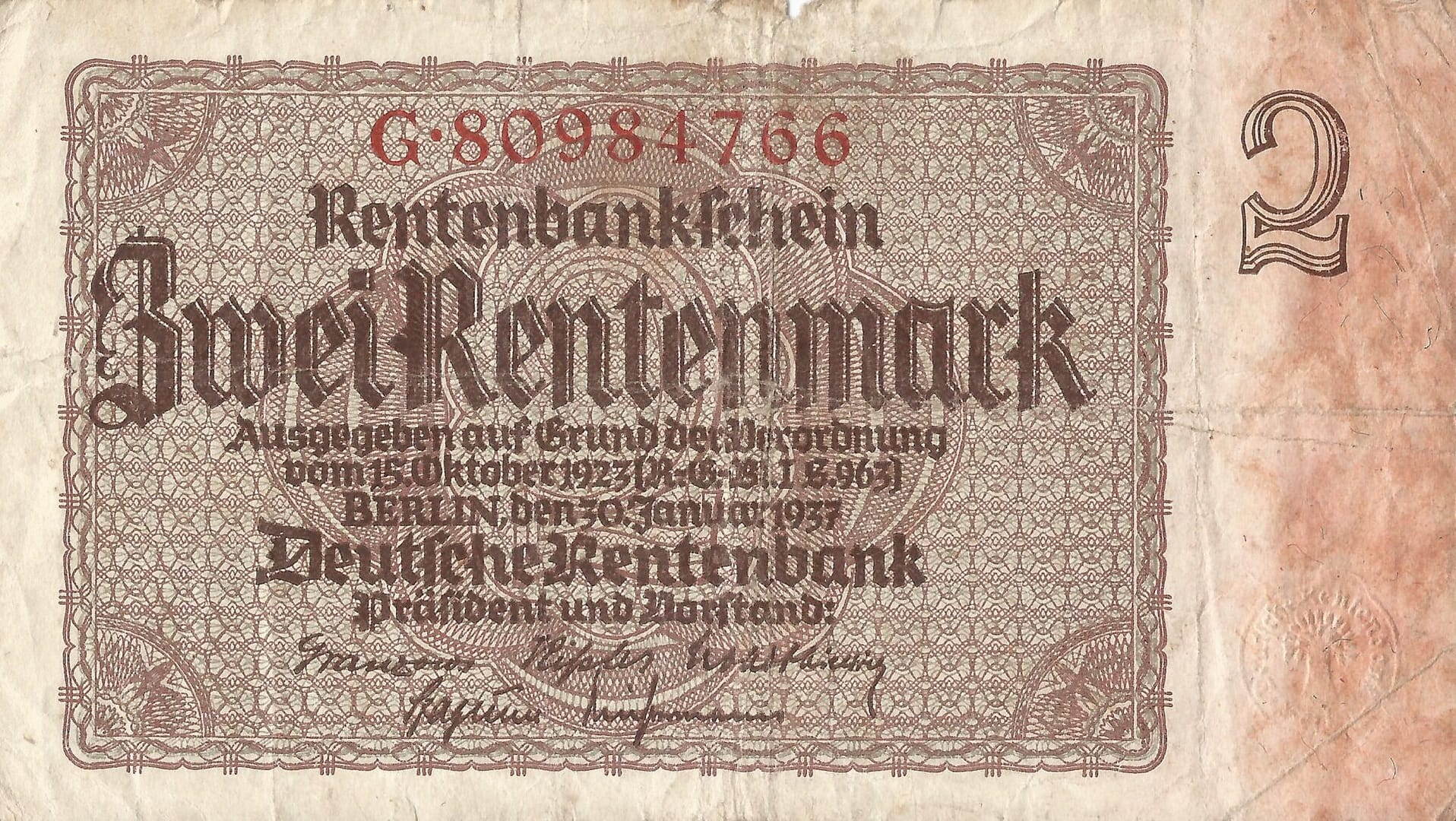 4-Rentenmark (1923-1937) 5 Pick 174b Anverso