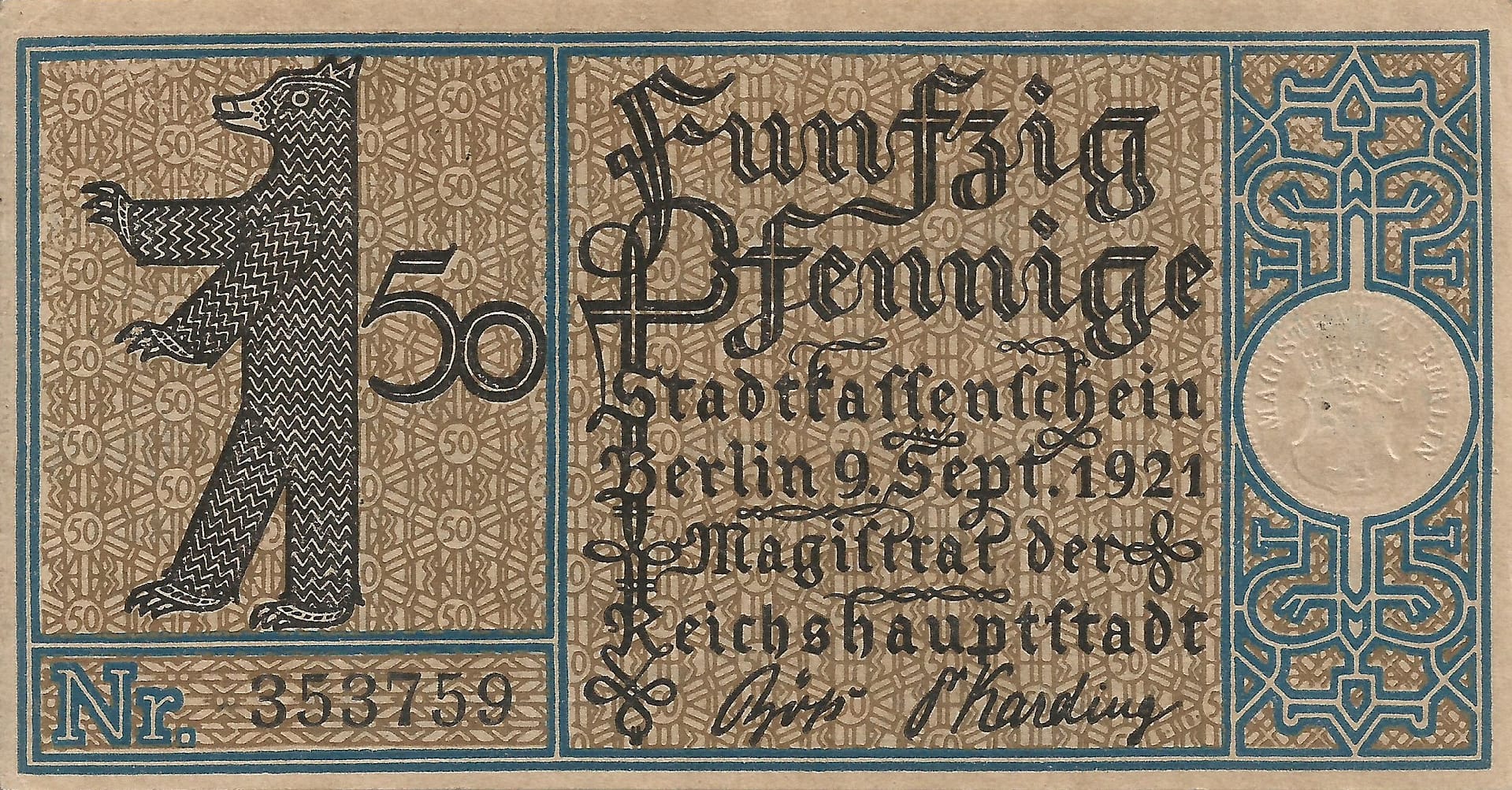 Notgeld - B 7 92.1 5 20 Anverso