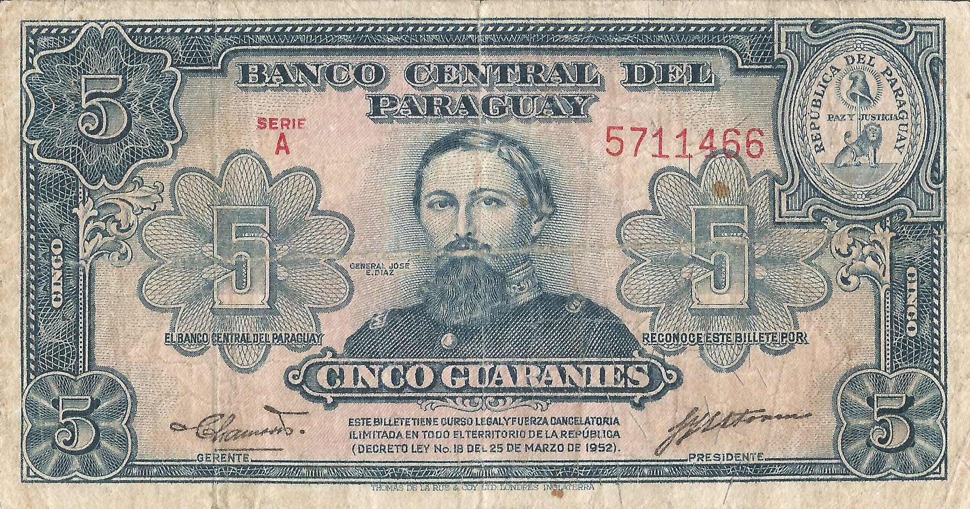 Paraguay 23 Pick 186a.2 Anverso scaled