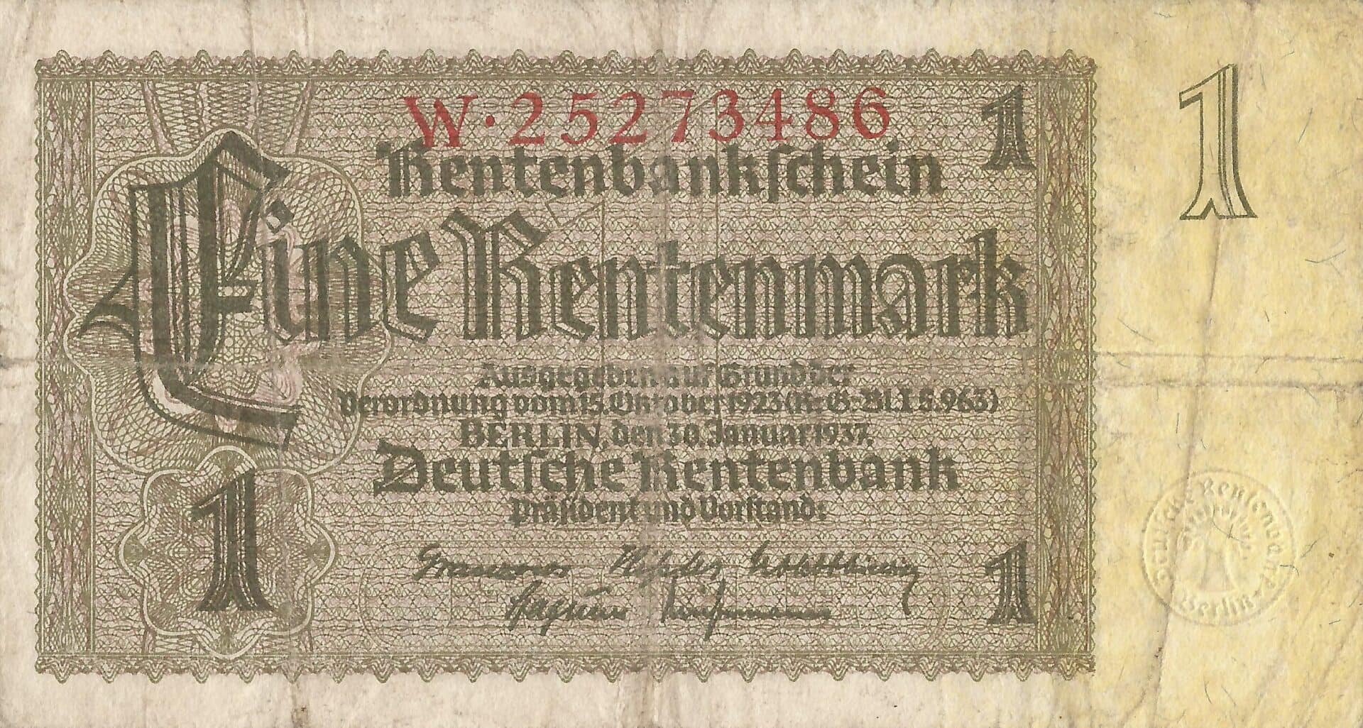 4-Rentenmark (1923-1937) 3 Pick 173b Anverso