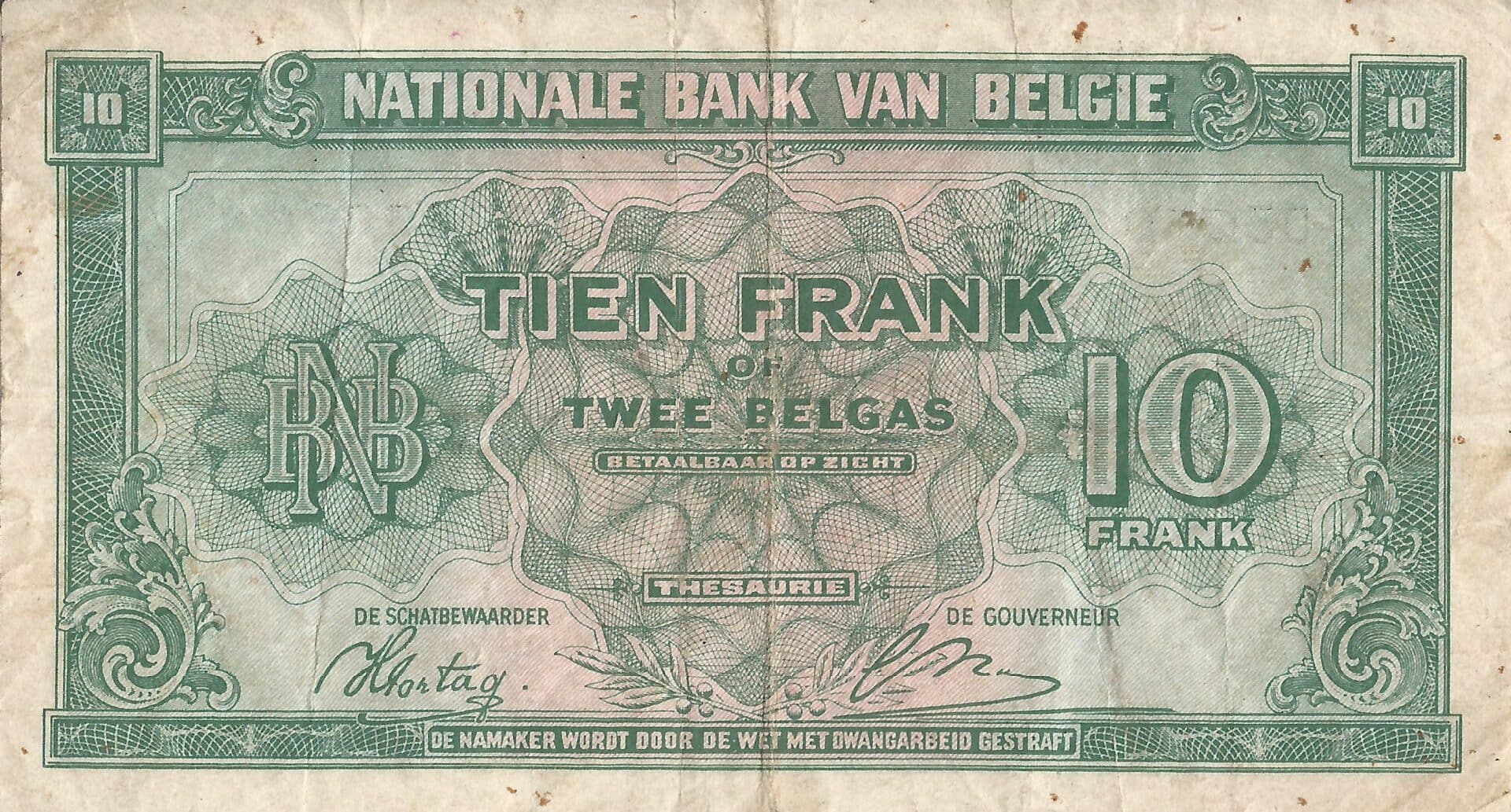 Bélgica 16 Pick 122a Reverso