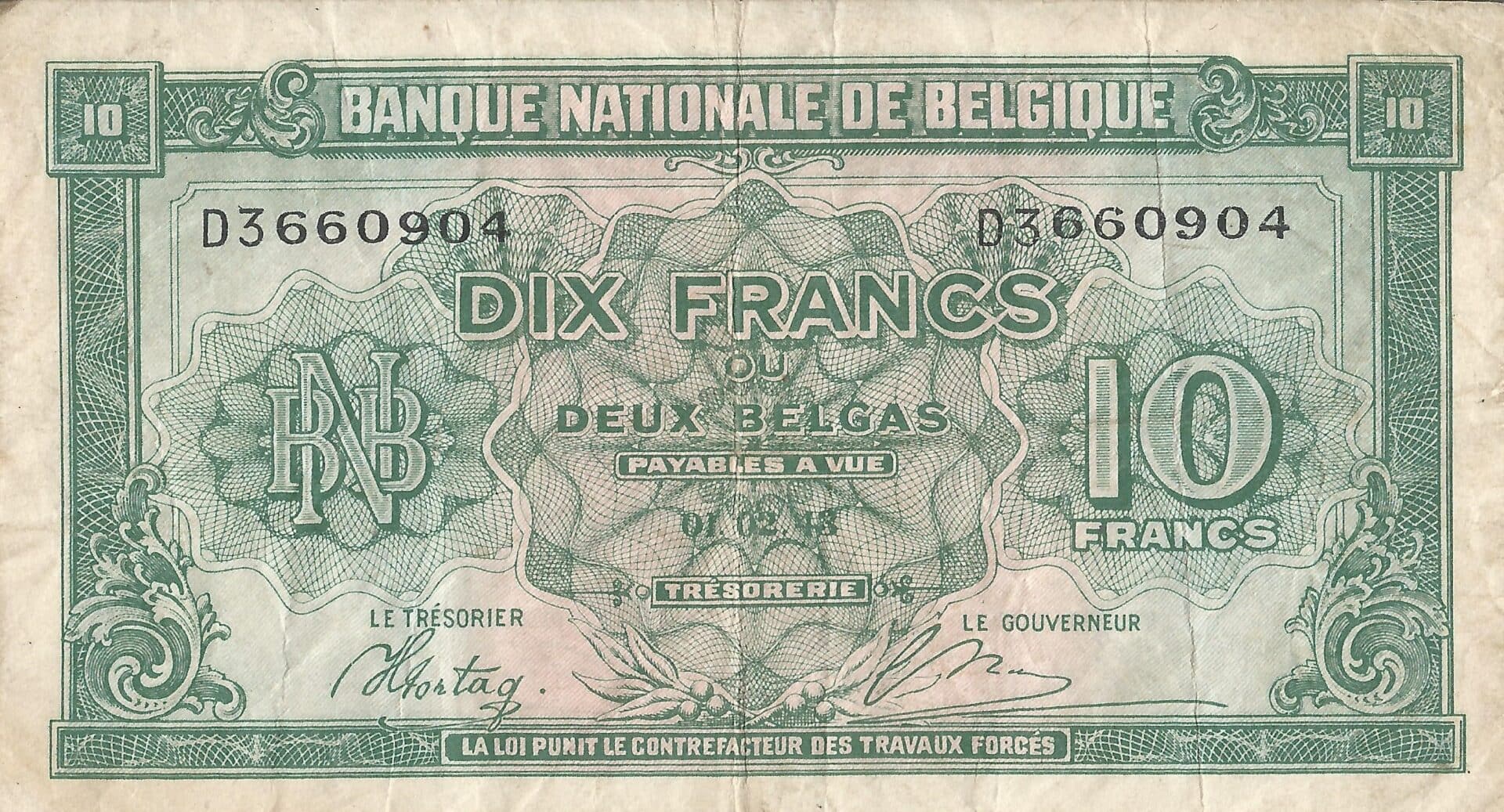 Bélgica 15 Pick 122a Anverso