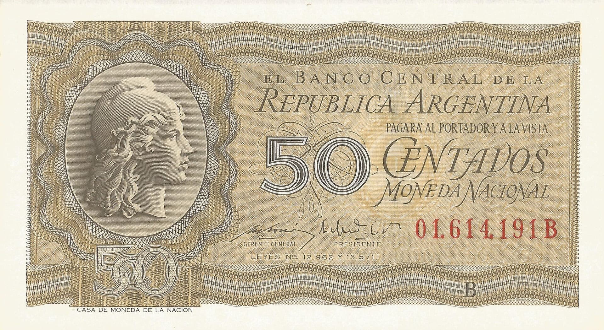 10-Banco Central San Martin - Libertad y Justicia (1942-1969) y Resellados a Pesos Ley (1969-1971) 8 Col 439a Anverso scaled