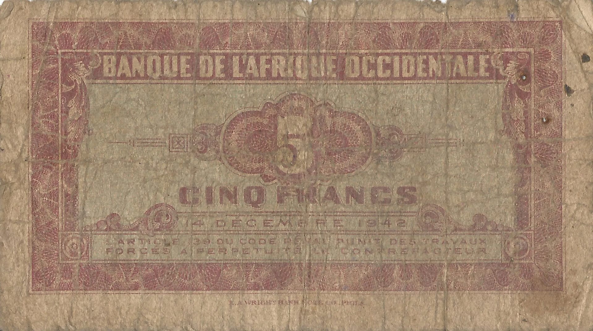 África Occidental Francesa 9 Pick 28b Reverso scaled