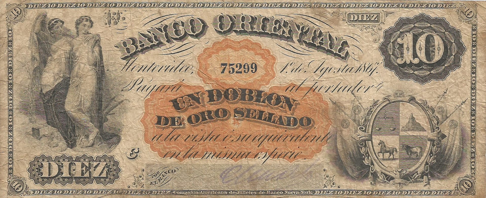 Uruguay 9 Pick S385 Anverso