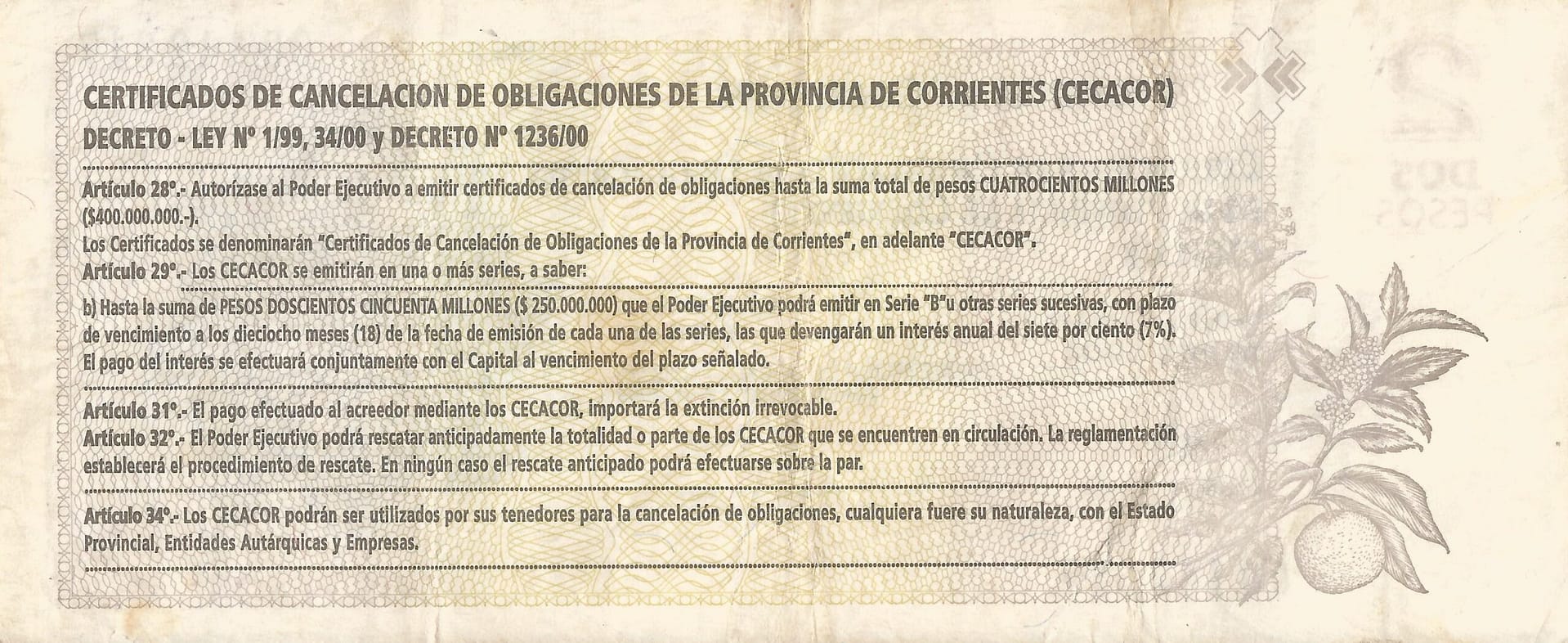 Bonos Provinciales 67 Col 311 Reverso scaled