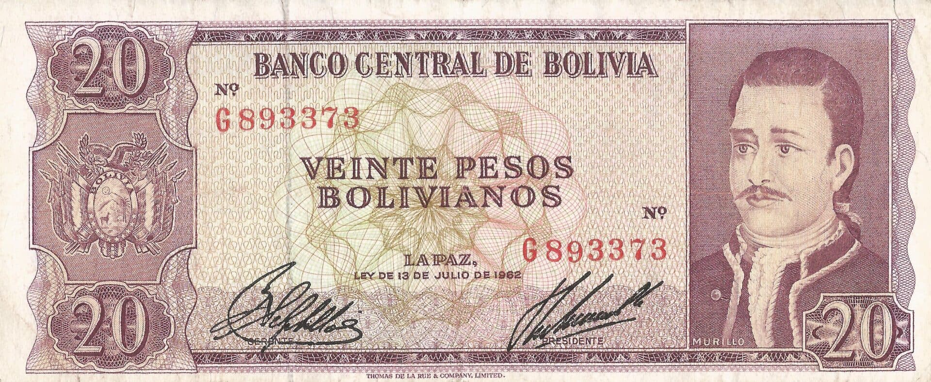 Bolivia 59 Pick 161a.3 Anverso