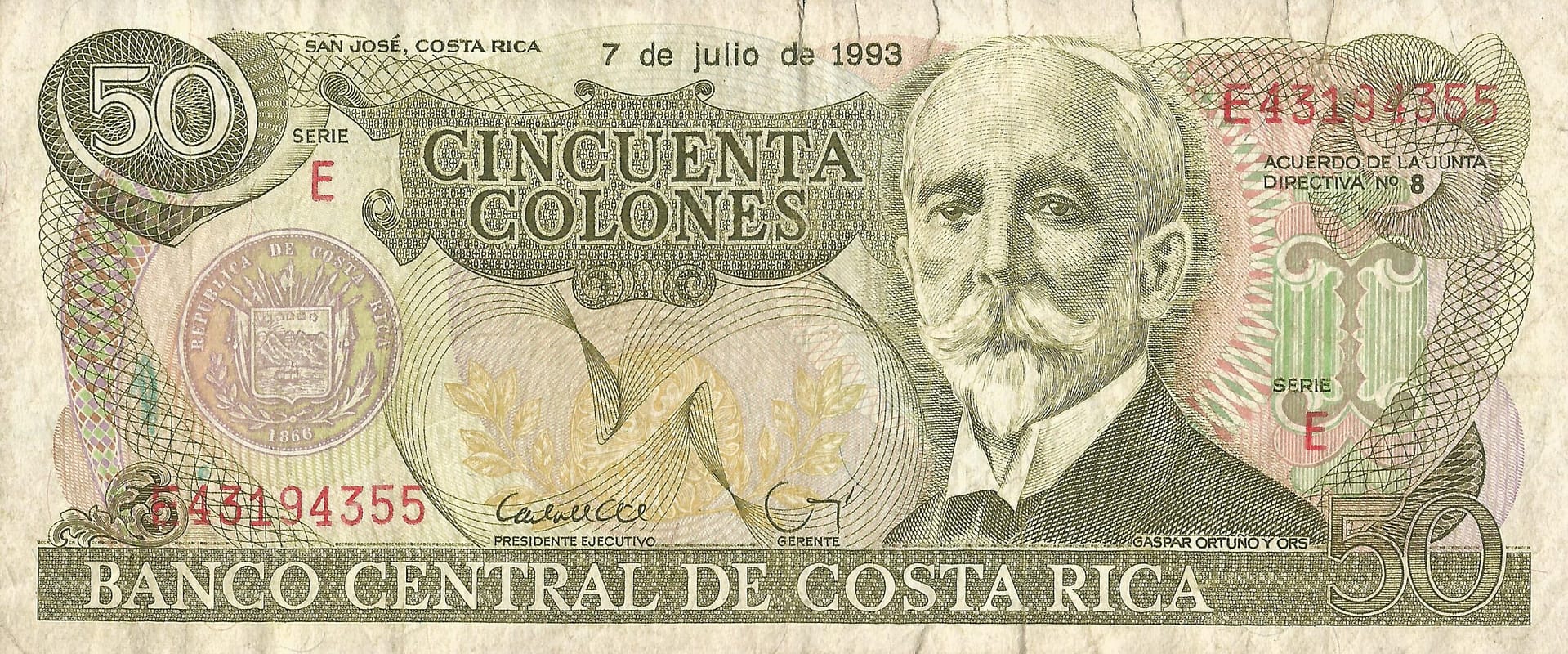 Costa Rica 22 Pick 257a.5 Anverso scaled