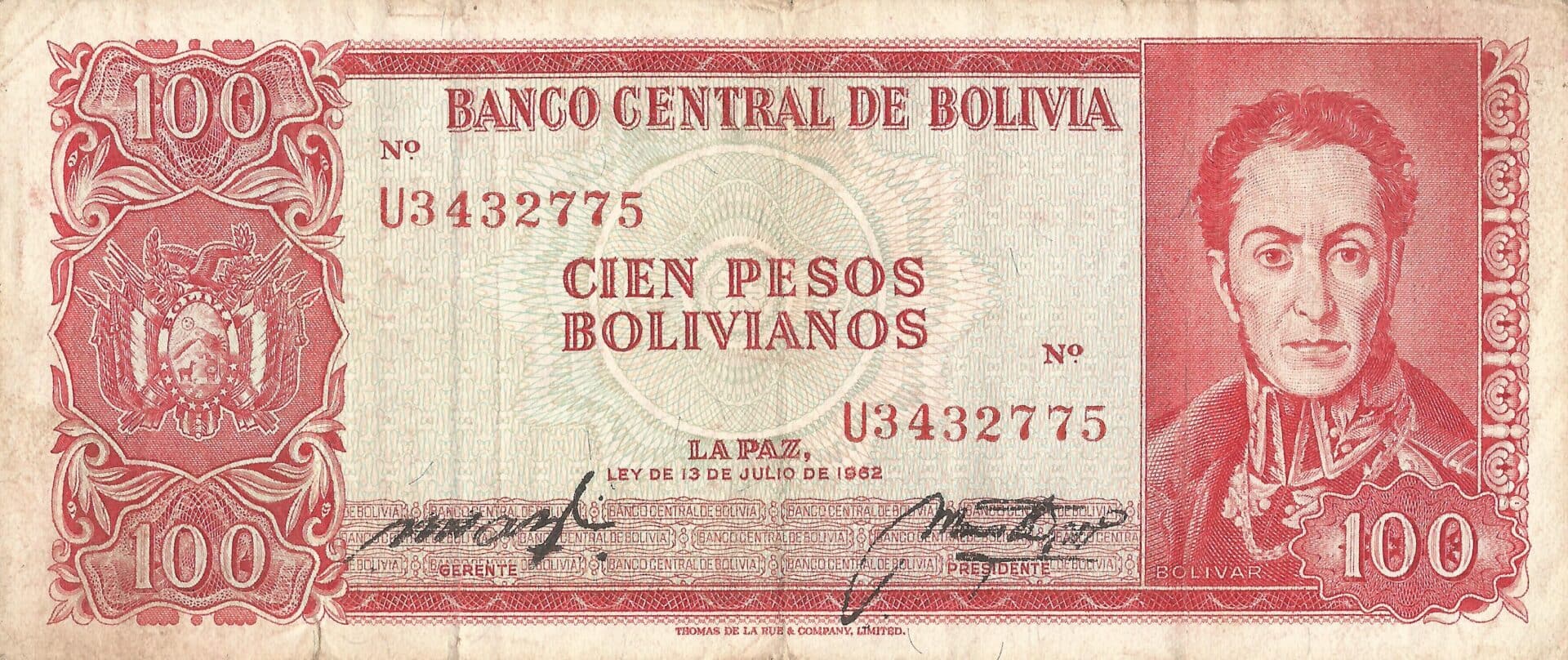 Bolivia 63 Pick 163a.18 Anverso