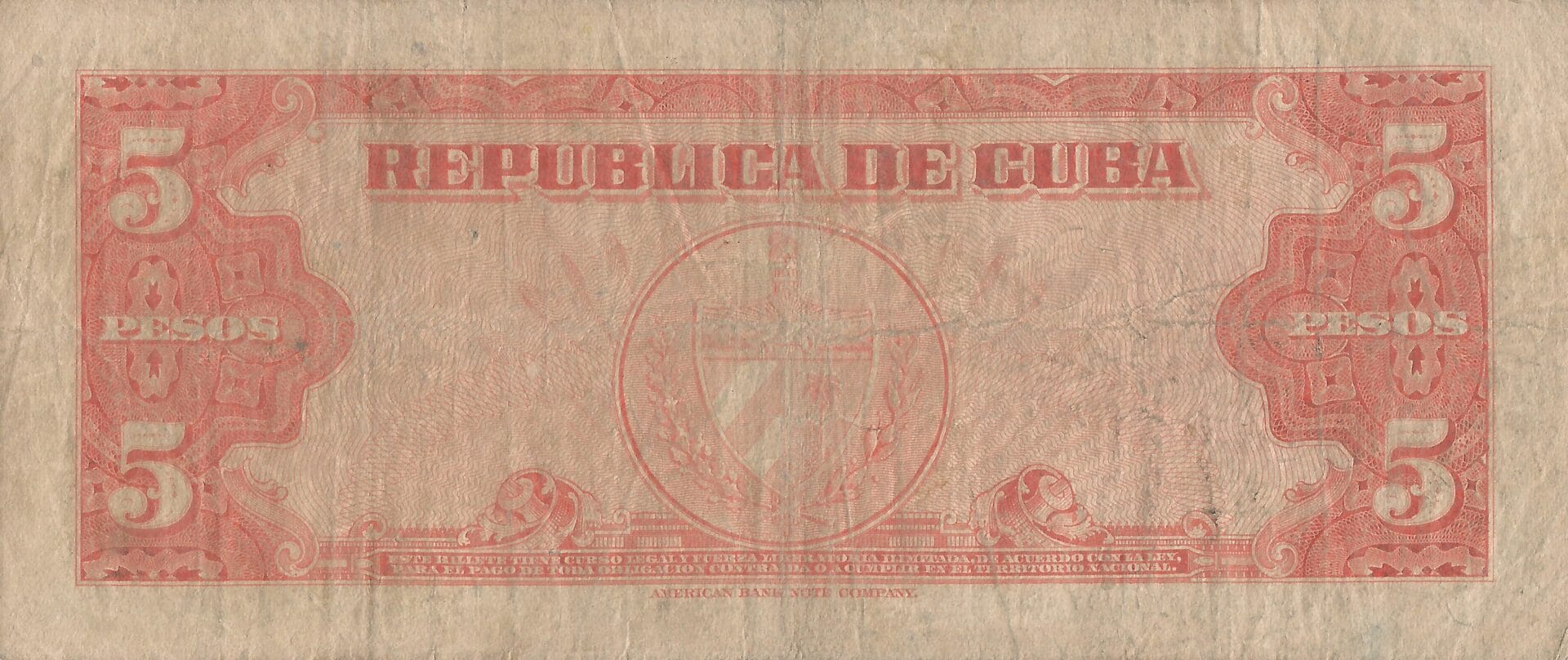 Pesos Cubanos 2 Pick 78a Reverso