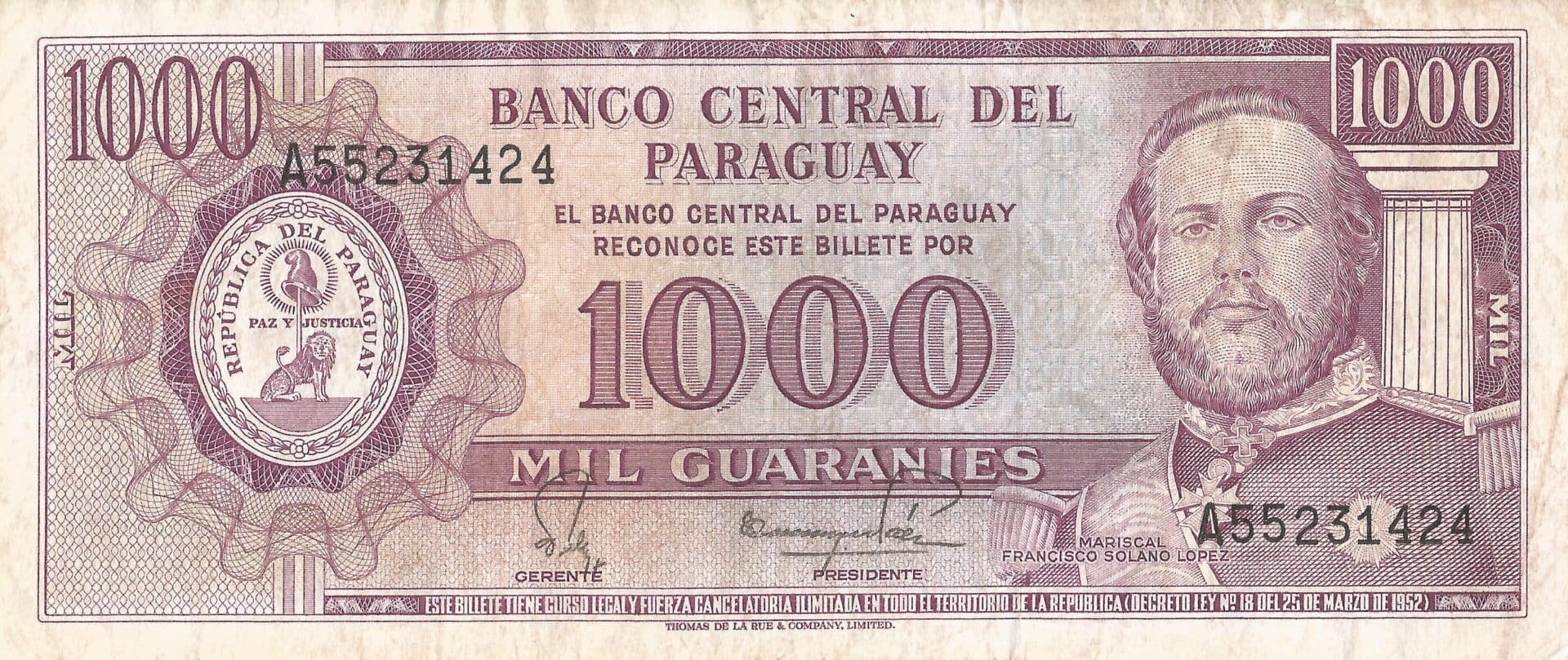 Paraguay 51 Pick 207a.4 Anverso