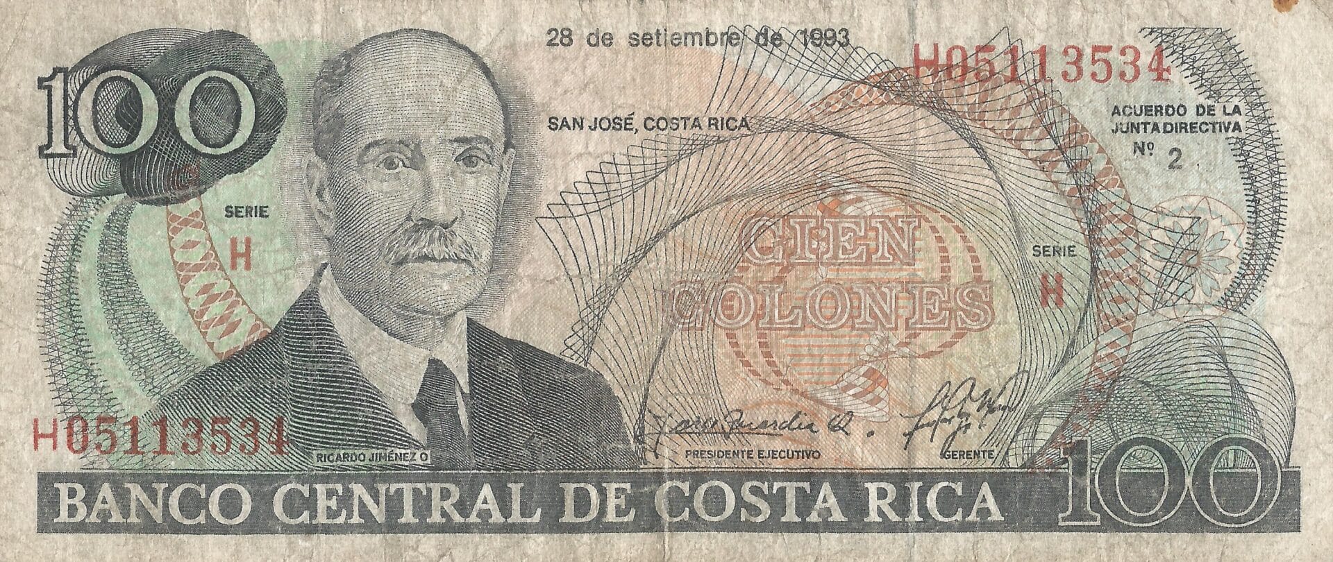 Costa Rica 26 Pick 261a Anverso