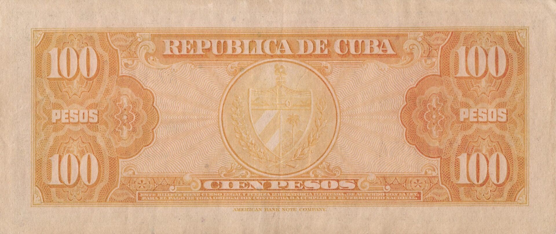 Pesos Cubanos 20 Pick 93a Reverso