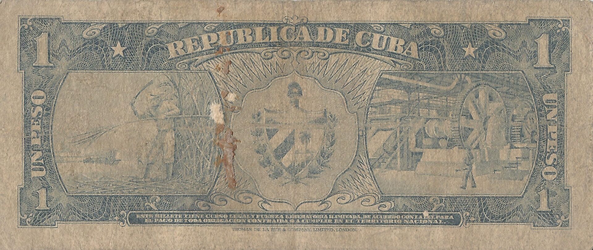 Pesos Cubanos 10 Pick 87b Reverso