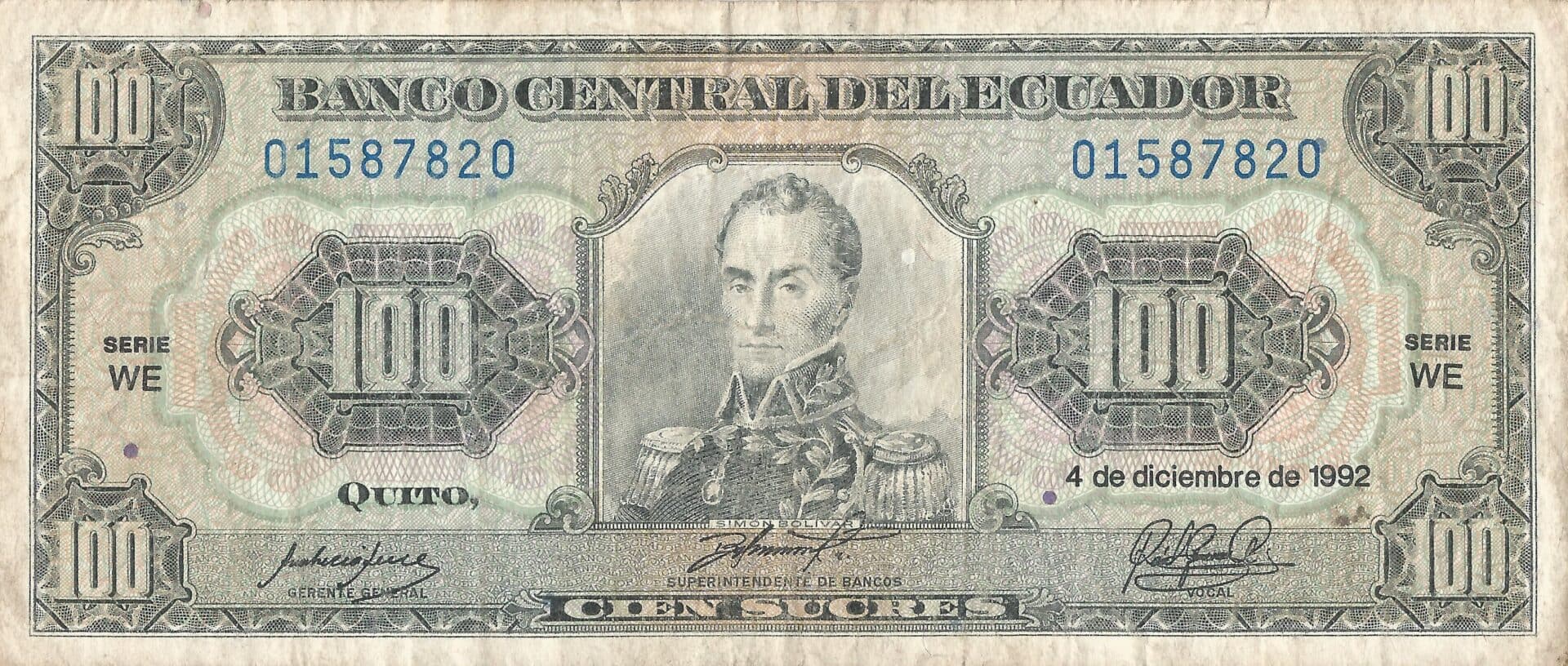 Ecuador 25 Pick 123Аb Anverso