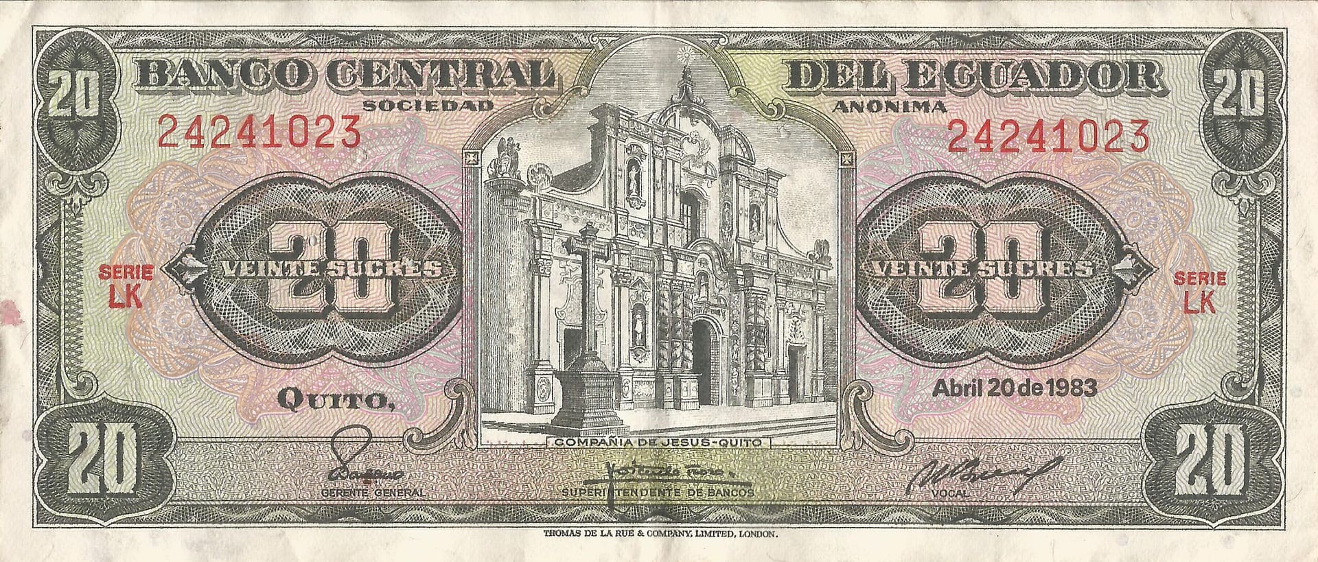 Ecuador 13 Pick 115b.20 Anverso scaled