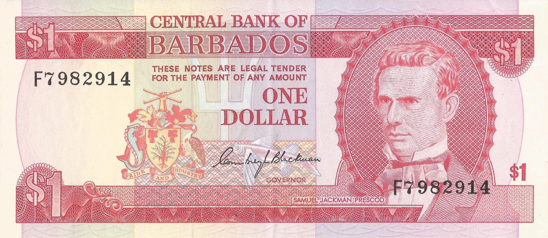 Barbados 5 Pick 29a.1 Anverso
