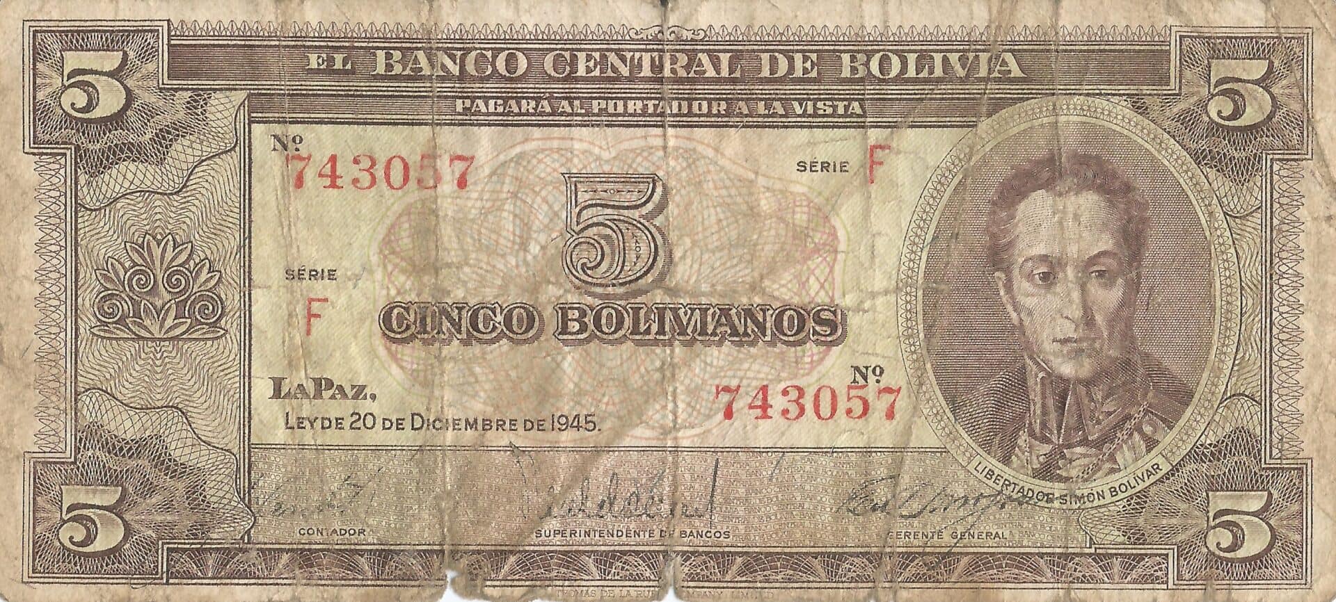 Bolivia 35 Pick 138a.6 Anverso