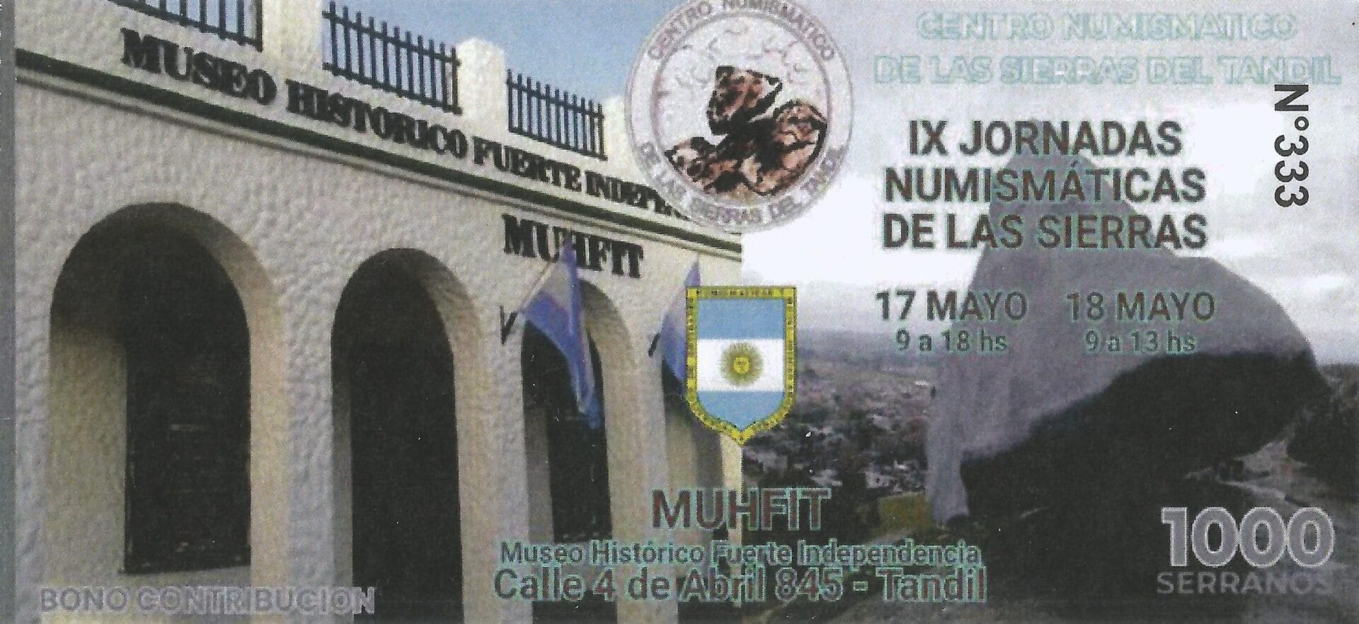 Fantasía 109 Bono Tandil Anverso