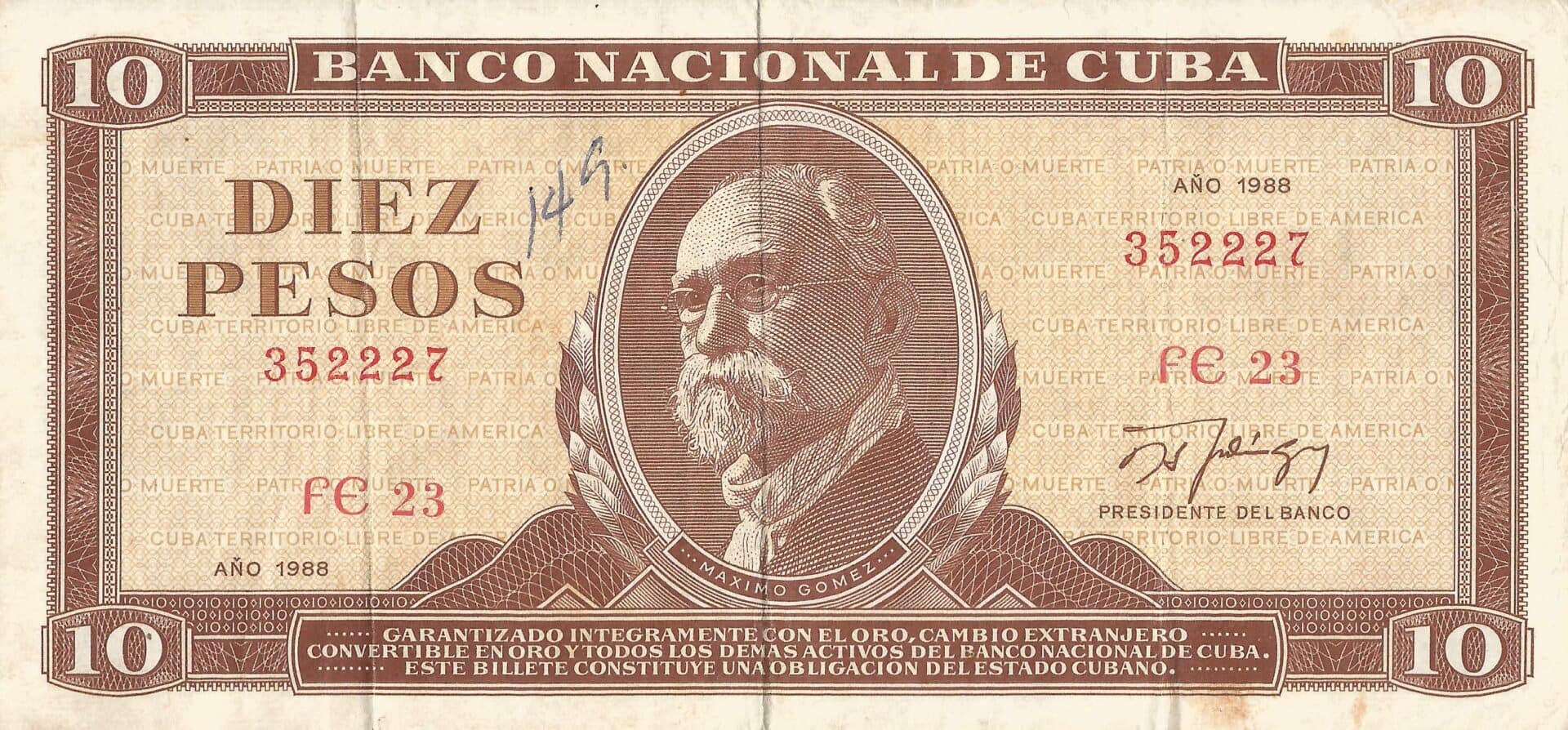 Pesos Cubanos 25 Pick 104d Anverso